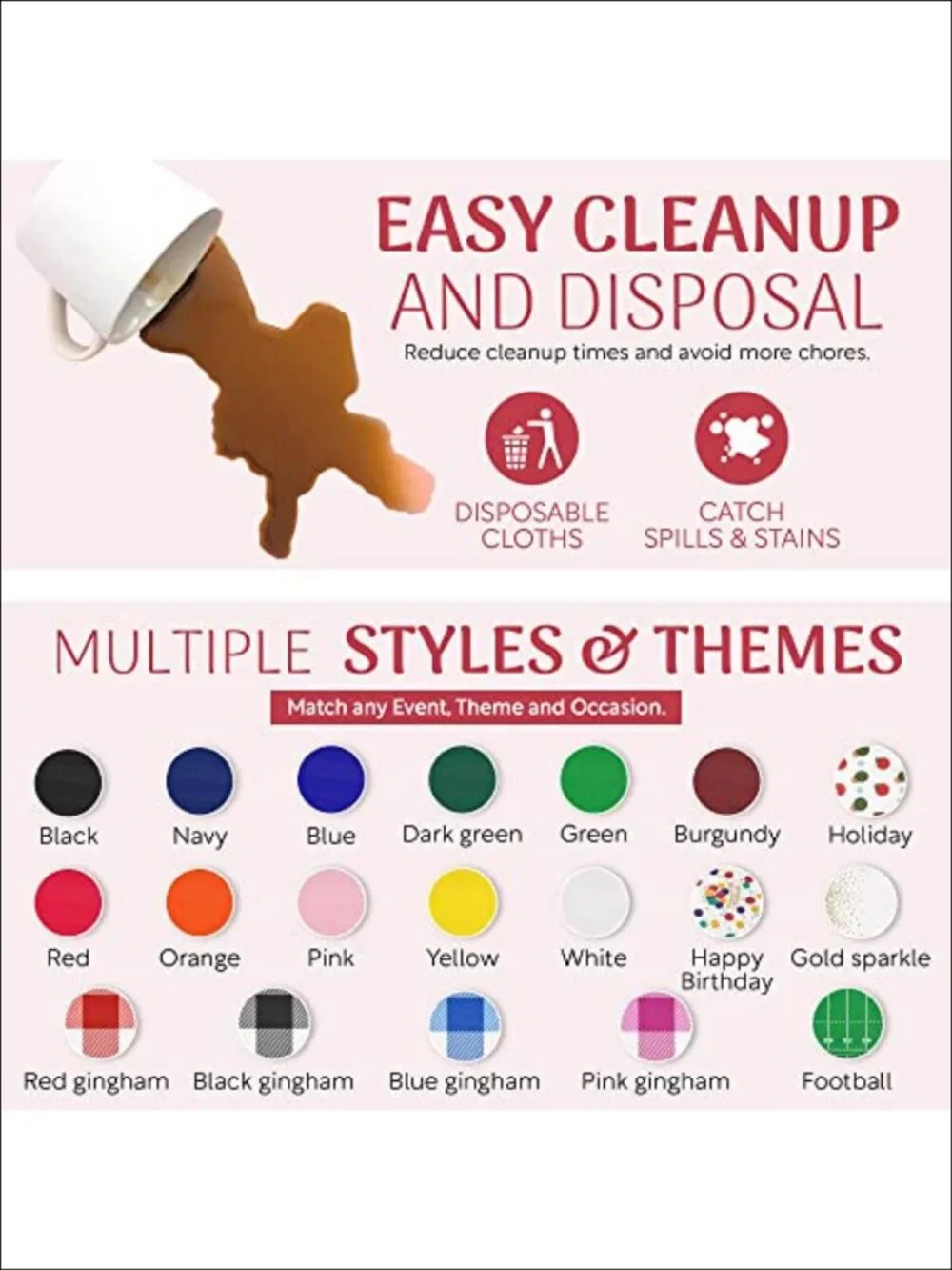 Grandipity Plastic Table Cloth Roll 54in x 100ft Slide Cutter Disposable